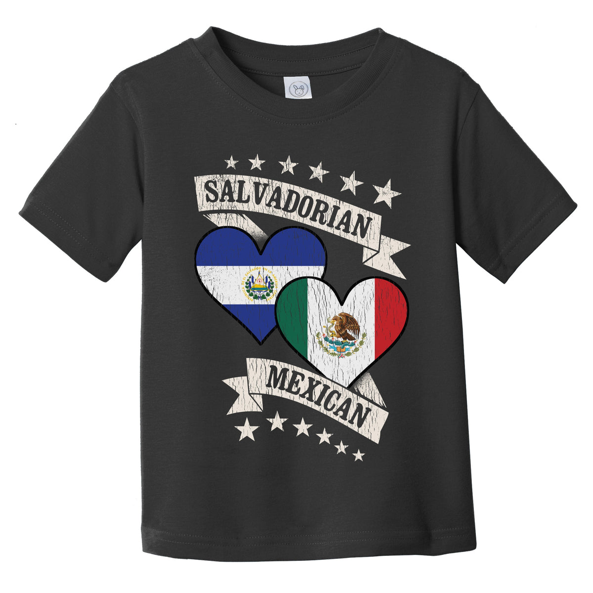 Salvadorian Mexican Heart Flags El Salvador Mexico Infant Toddler T-Shirt