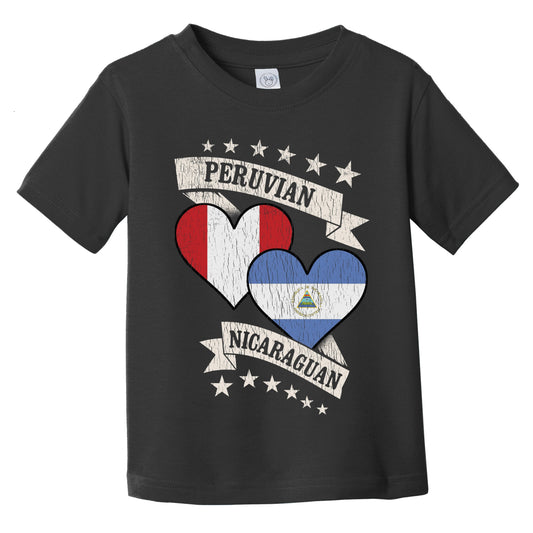 Peruvian Nicaraguan Heart Flags Peru Nicaragua Infant Toddler T-Shirt