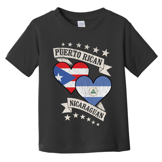 Puerto Rican Nicaraguan Heart Flags Puerto Rico Nicaragua Infant Toddler T-Shirt