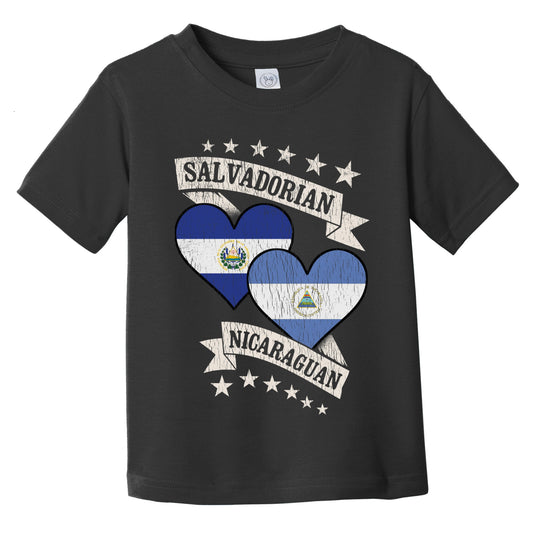 Salvadorian Nicaraguan Heart Flags El Salvador Nicaragua Infant Toddler T-Shirt