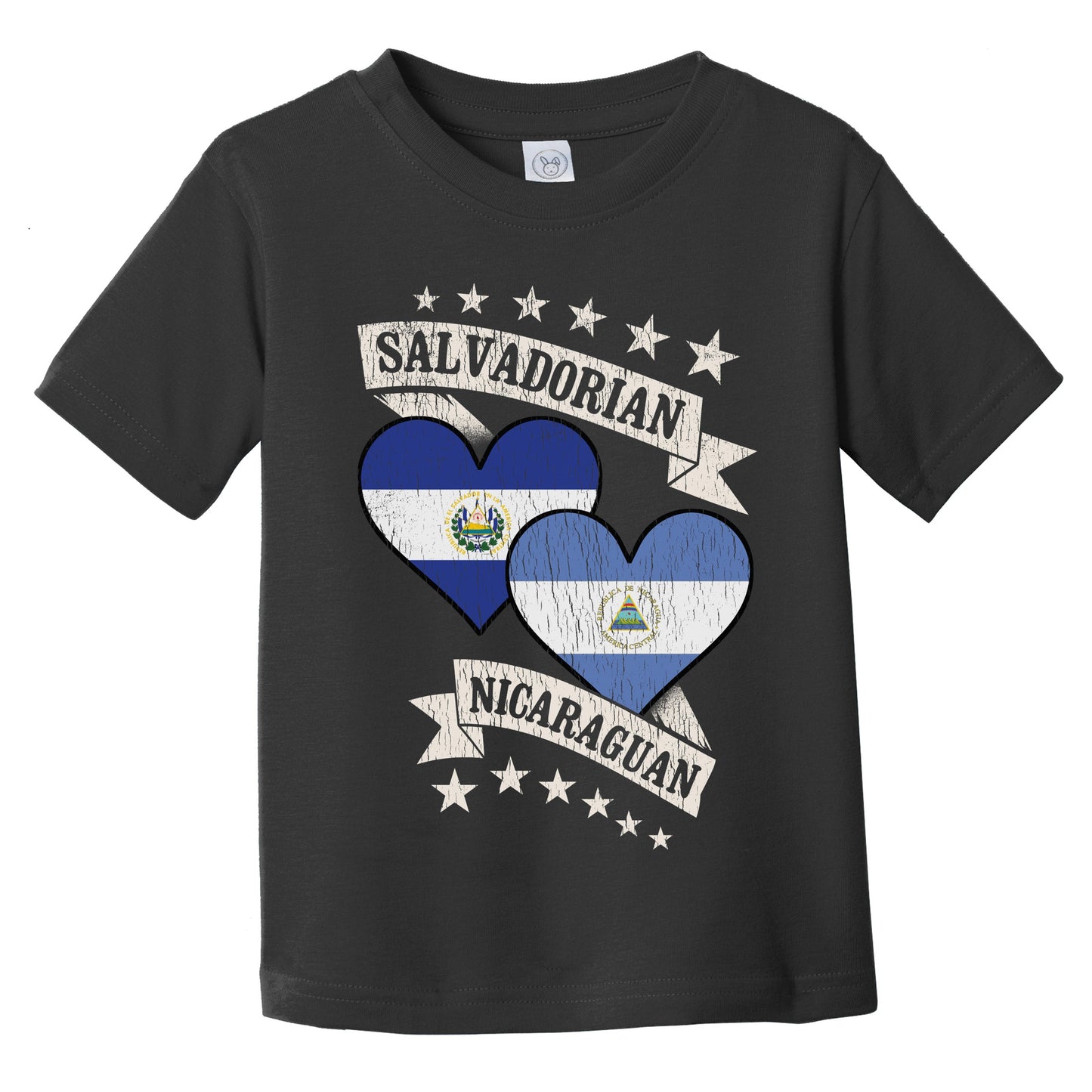 Salvadorian Nicaraguan Heart Flags El Salvador Nicaragua Infant Toddler T-Shirt