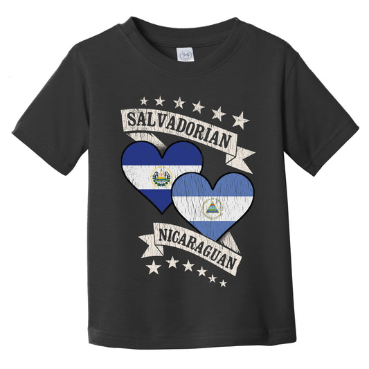 Salvadorian Nicaraguan Heart Flags El Salvador Nicaragua Infant Toddler T-Shirt