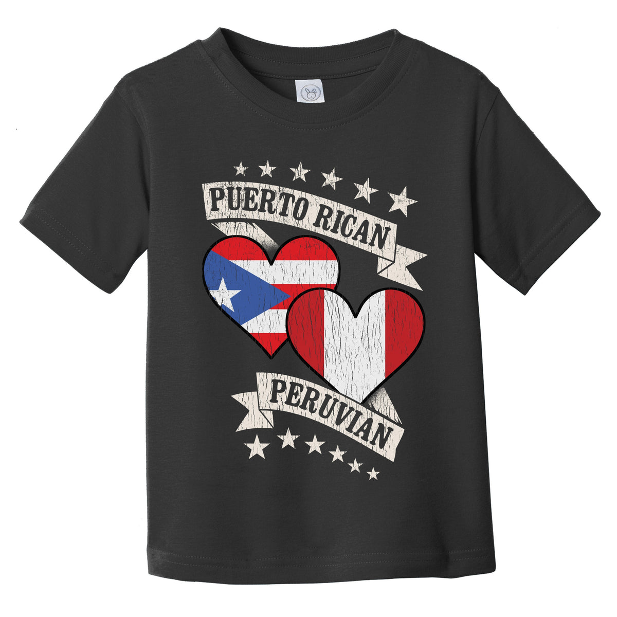 Puerto Rican Peruvian Heart Flags Puerto Rico Peru Infant Toddler T-Shirt