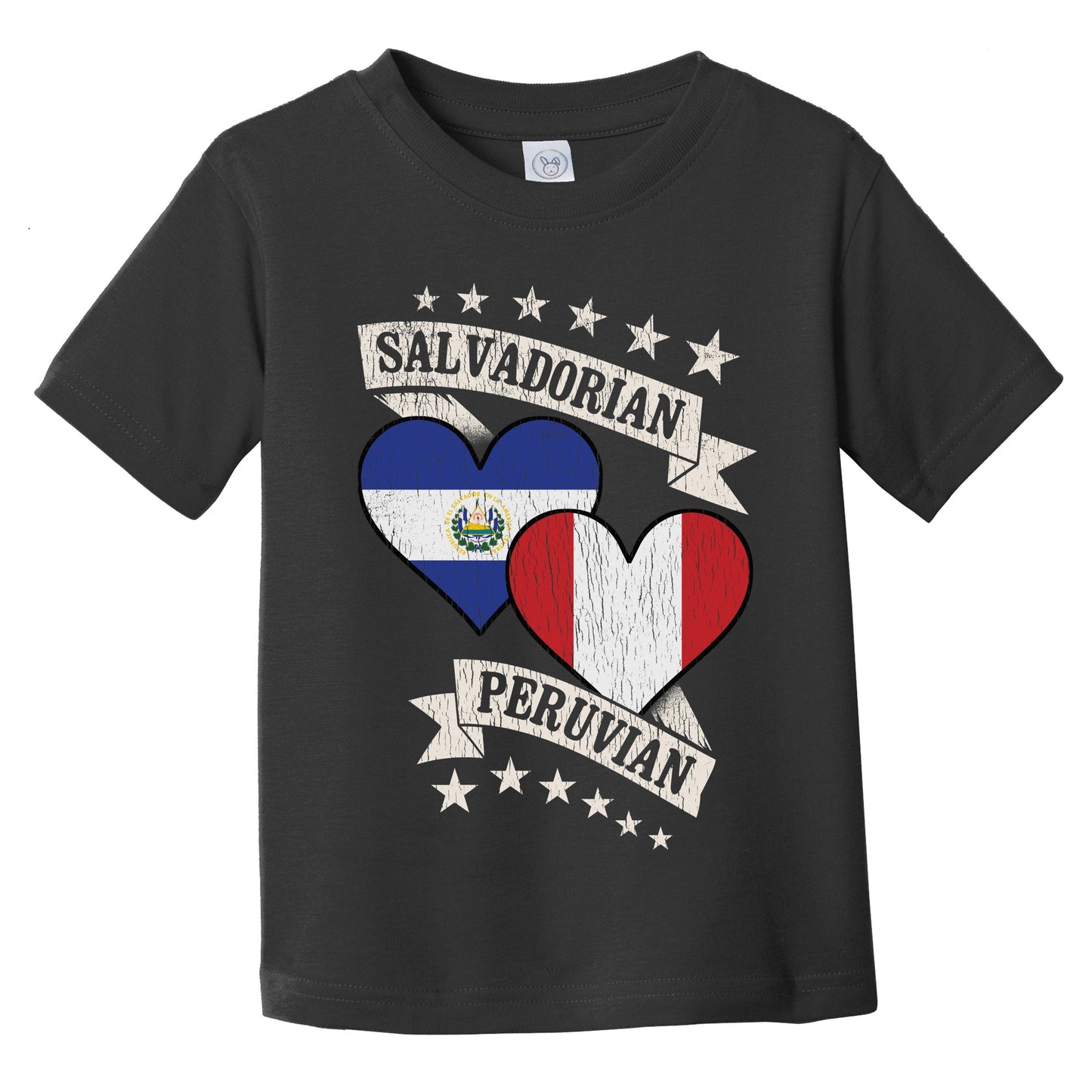 Salvadorian Peruvian Heart Flags El Salvador Peru Infant Toddler T-Shirt