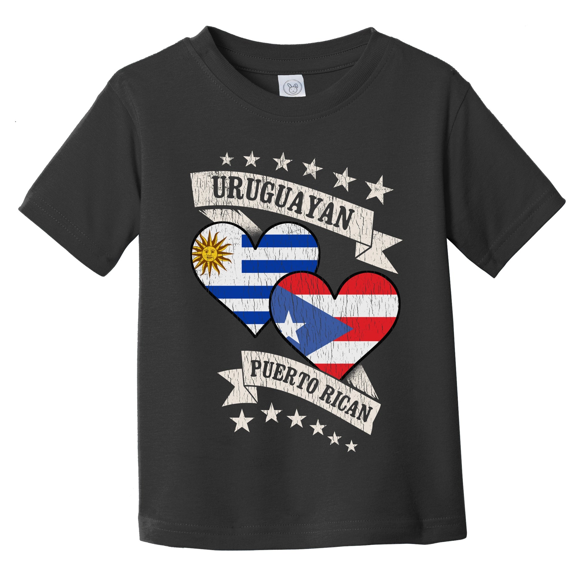 Uruguayan Puerto Rican Heart Flags Uruguay Puerto Rico Infant Toddler T-Shirt
