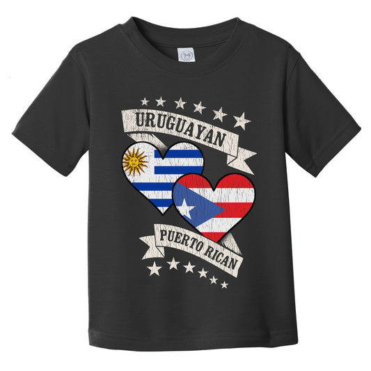 Uruguayan Puerto Rican Heart Flags Uruguay Puerto Rico Infant Toddler T-Shirt