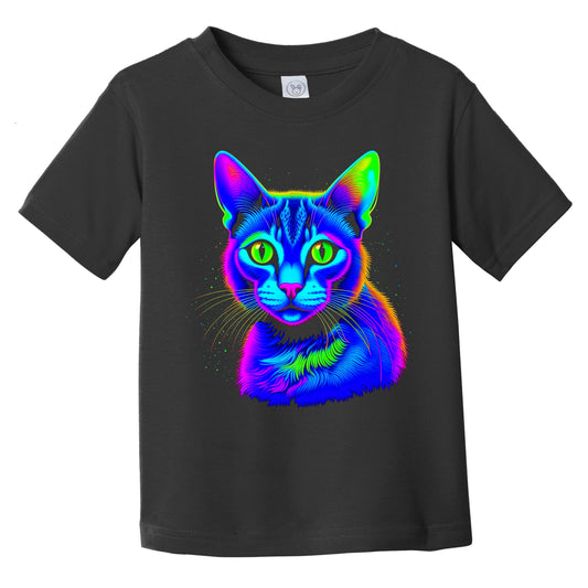 Colorful Bright Abyssinian Cat Vibrant Psychedelic Cat Art Infant Toddler T-Shirt