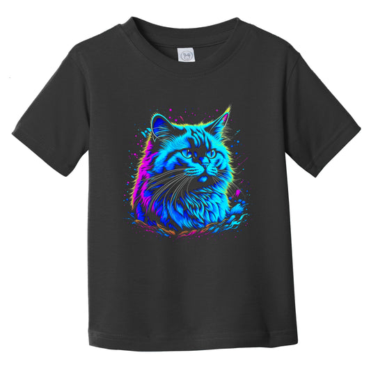 Colorful Bright Birman Cat Vibrant Psychedelic Cat Art Infant Toddler T-Shirt