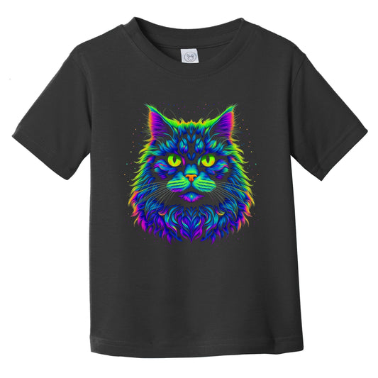 Colorful Bright British Longhair Cat Psychedelic Cat Art Infant Toddler T-Shirt