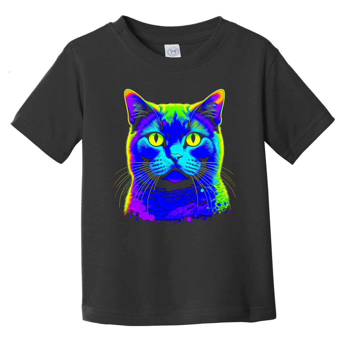 Colorful Bright British Shorthair Cat Psychedelic Cat Art Infant Toddler T-Shirt