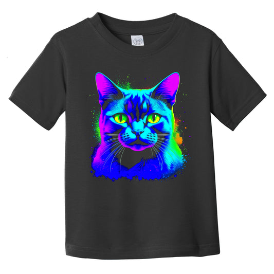 Colorful Bright Burmese Cat Vibrant Psychedelic Cat Art Infant Toddler T-Shirt
