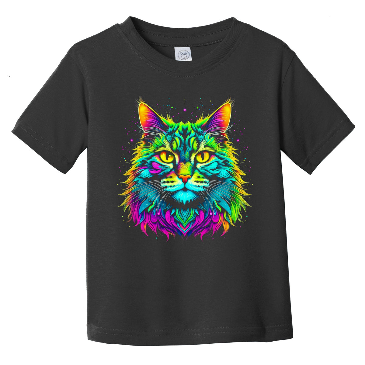 Colorful Bright Maine Coon Cat Vibrant Psychedelic Cat Art Infant Toddler T-Shirt