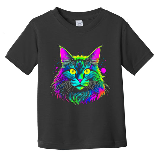 Colorful Bright Norwegian Forest Cat Vibrant Psychedelic Art Infant Toddler T-Shirt