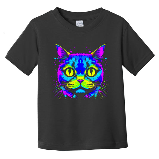 Colorful Bright Scottish Fold Vibrant Psychedelic Cat Art Infant Toddler T-Shirt