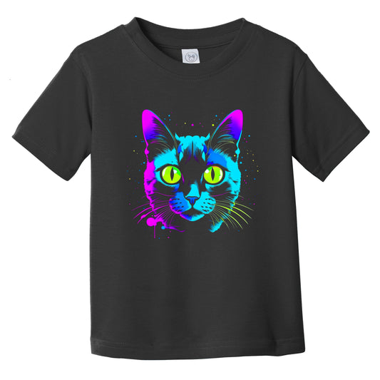 Colorful Bright Siamese Cat Vibrant Psychedelic Cat Art Infant Toddler T-Shirt