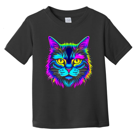 Colorful Bright Siberian Cat Vibrant Psychedelic Cat Art Infant Toddler T-Shirt