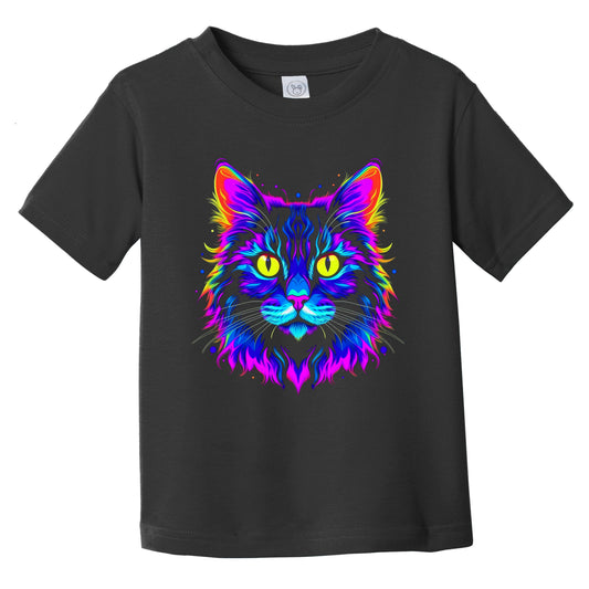 Colorful Bright Somali Cat Vibrant Psychedelic Cat Art Infant Toddler T-Shirt
