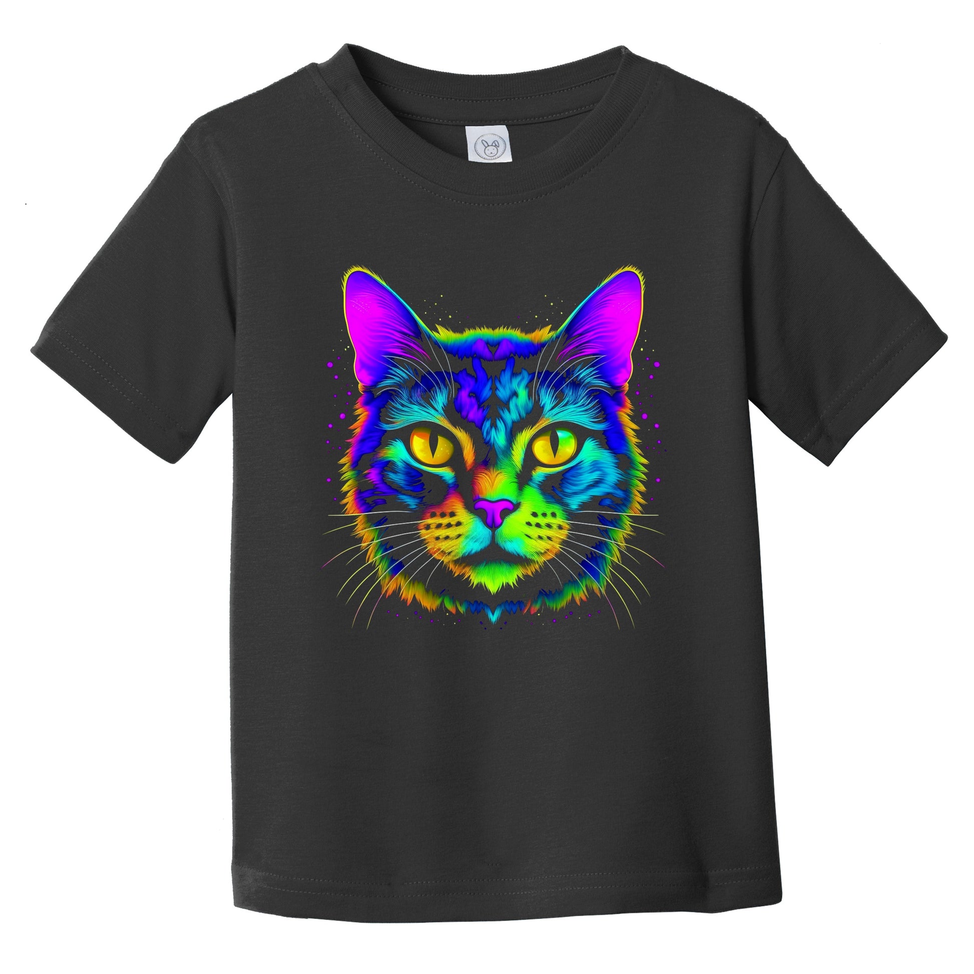 Colorful Bright Tortoiseshell Cat Vibrant Psychedelic Art Infant Toddler T-Shirt