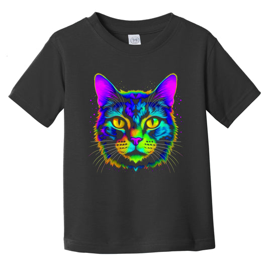 Colorful Bright Tortoiseshell Cat Vibrant Psychedelic Art Infant Toddler T-Shirt