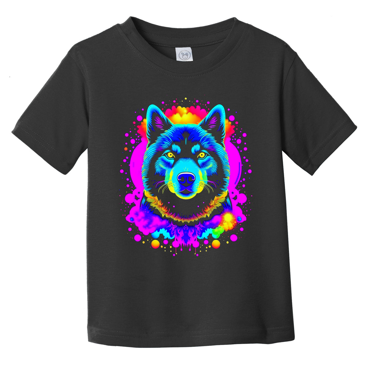 Colorful Bright Akita Vibrant Psychedelic Dog Art Infant Toddler T-Shirt