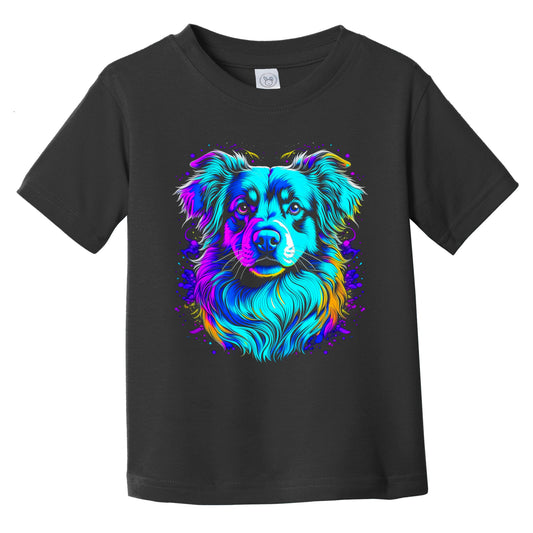 Colorful Bright Aussie Shepherd Vibrant Psychedelic Dog Art Infant Toddler T-Shirt