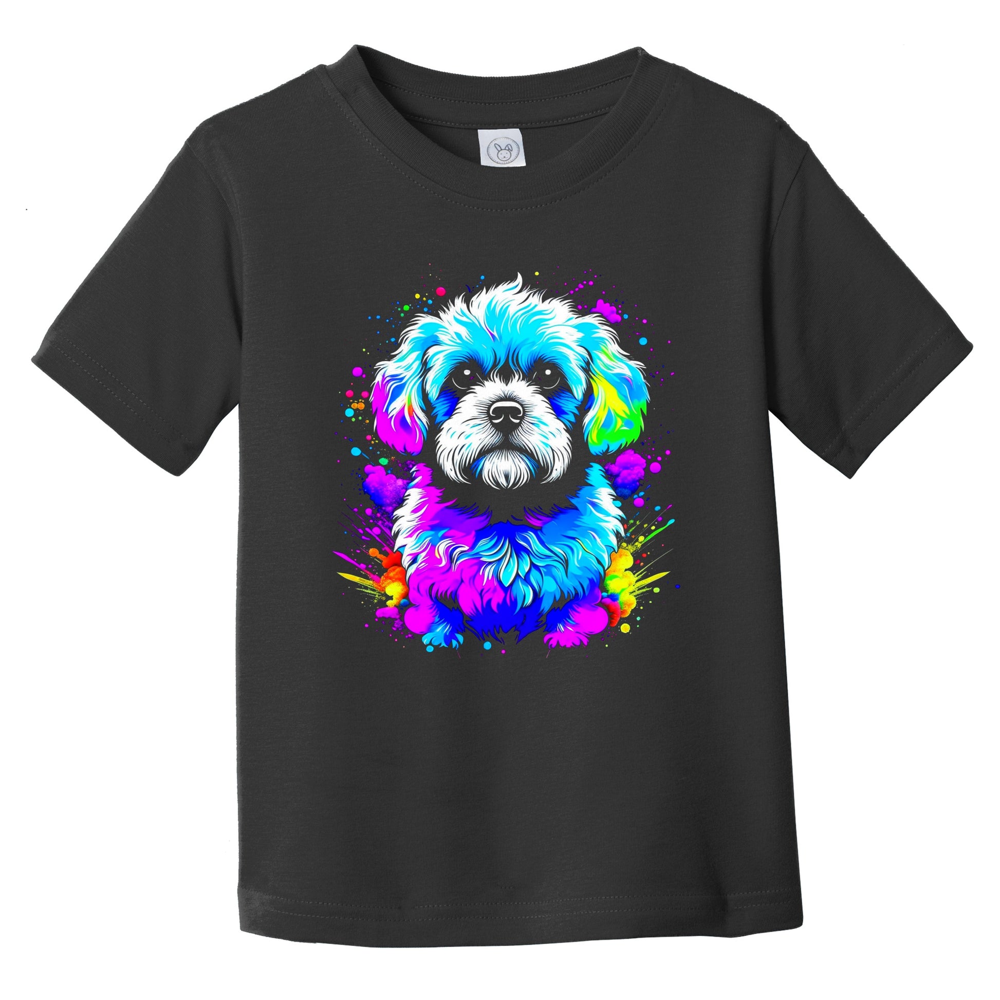 Colorful Bright Bichon Frise Vibrant Psychedelic Dog Art Infant Toddler T-Shirt