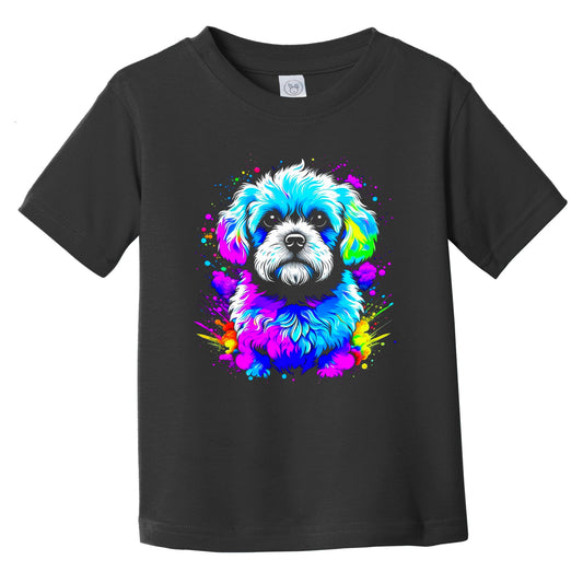 Colorful Bright Bichon Frise Vibrant Psychedelic Dog Art Infant Toddler T-Shirt