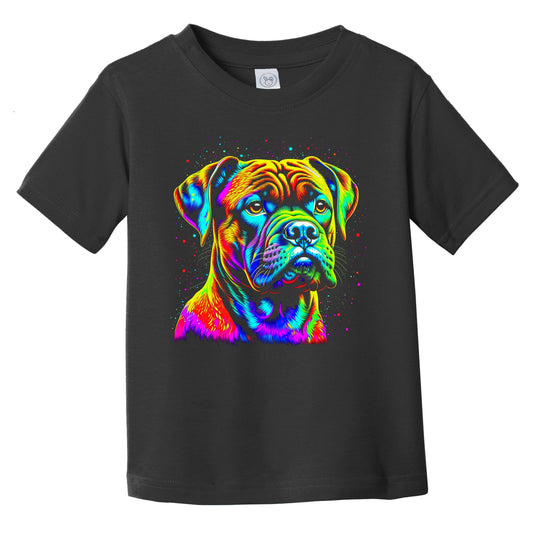 Colorful Bright Boxer Vibrant Psychedelic Dog Art Infant Toddler T-Shirt