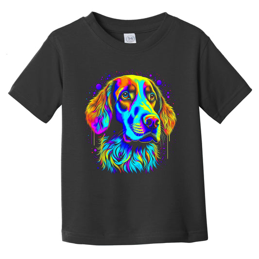 Colorful Bright Brittany Vibrant Psychedelic Dog Art Infant Toddler T-Shirt