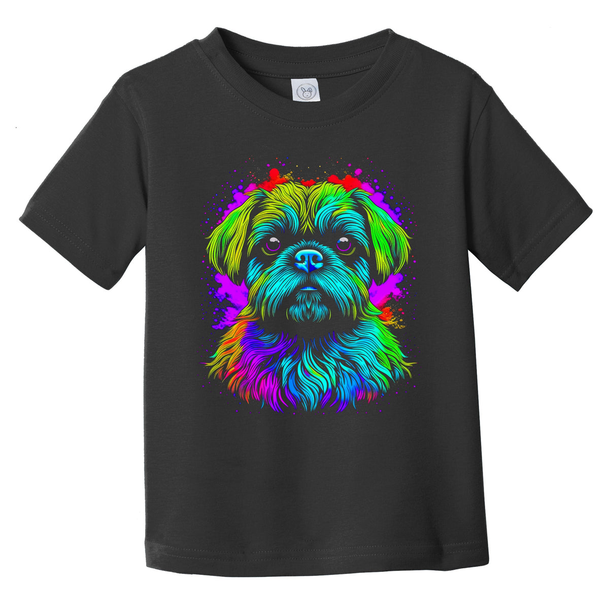 Colorful Bright Brussels Griffon Vibrant Psychedelic Dog Art Infant Toddler T-Shirt