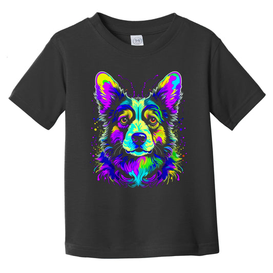 Colorful Bright Cardigan Welsh Corgi Vibrant Psychedelic Art Infant Toddler T-Shirt