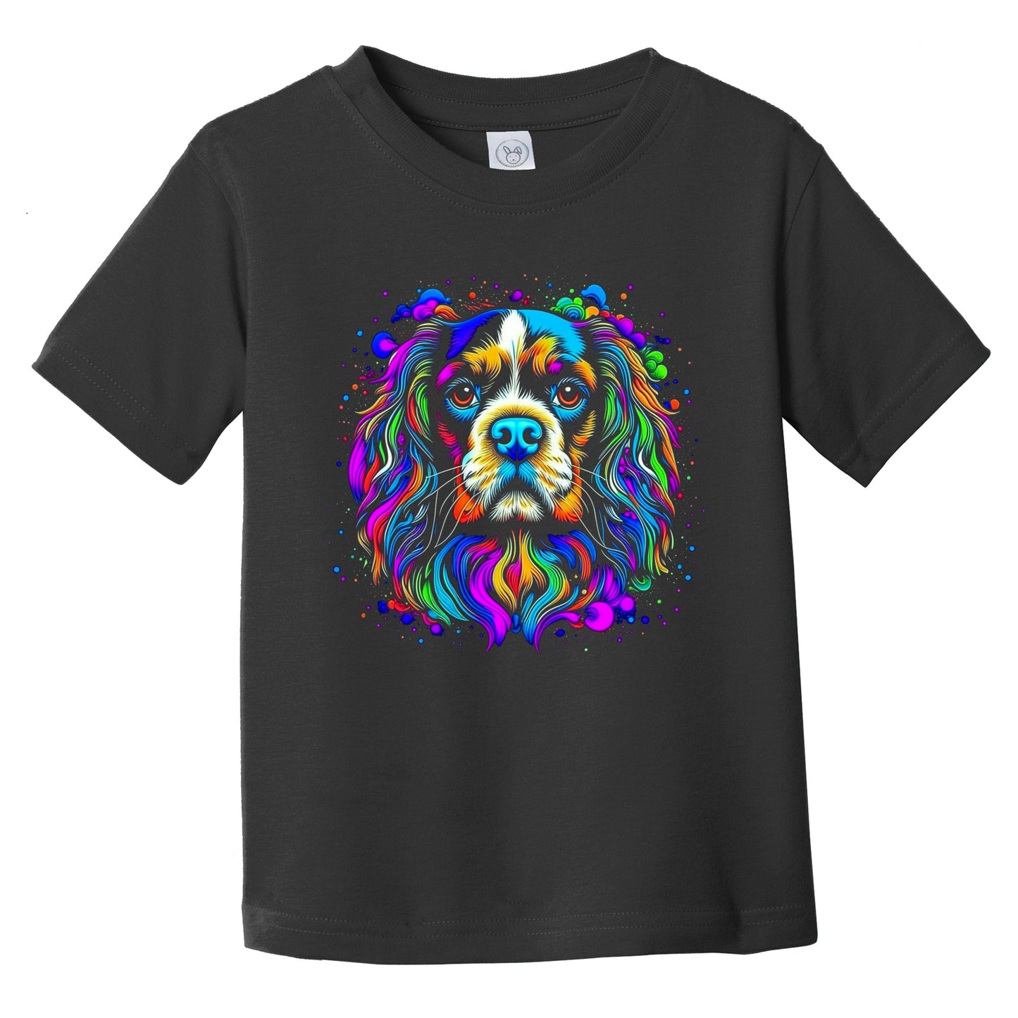 Colorful Bright Cavalier King Charles Spaniel Vibrant Art Infant Toddler T-Shirt