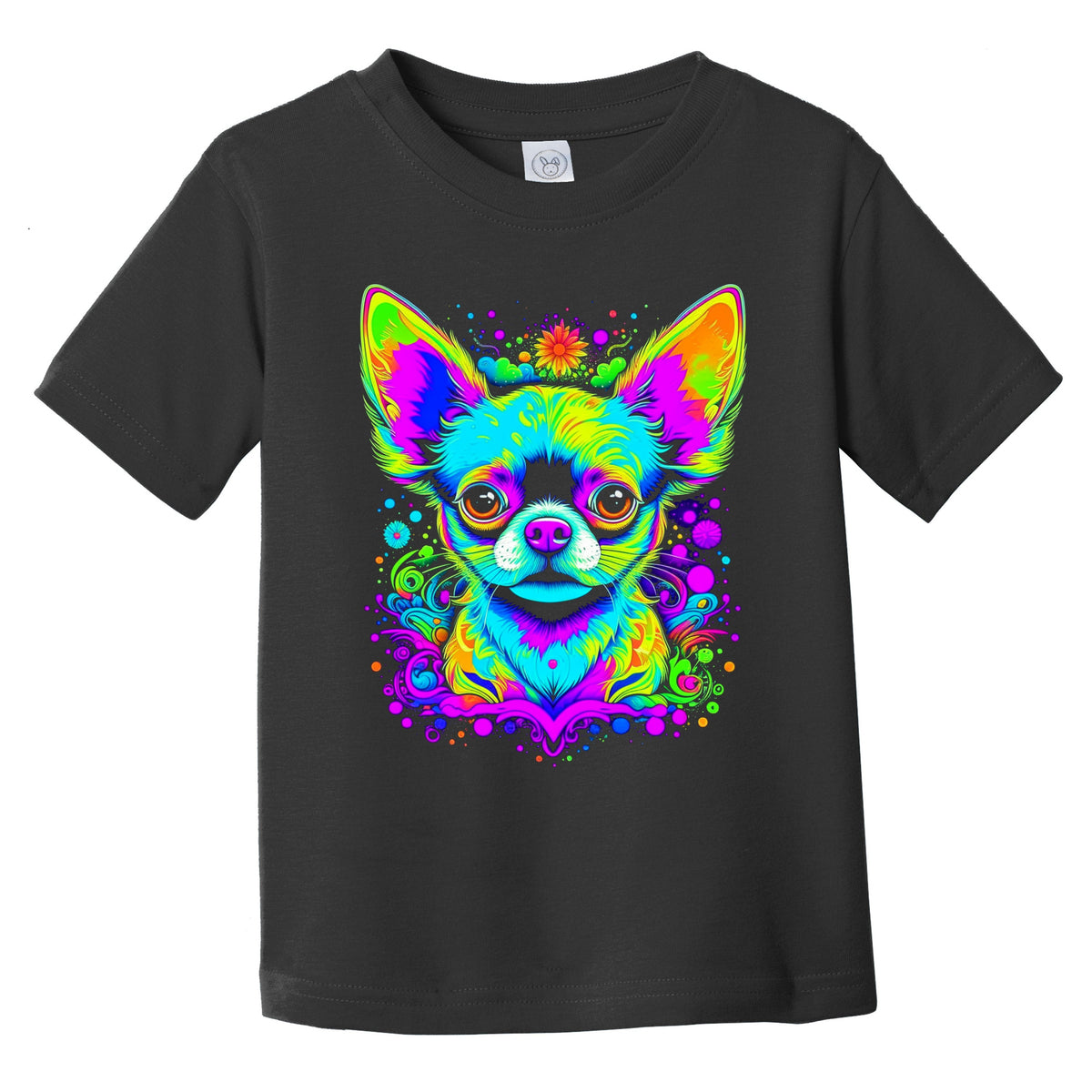 Colorful Bright Chihuahua Vibrant Psychedelic Dog Art Infant Toddler T-Shirt