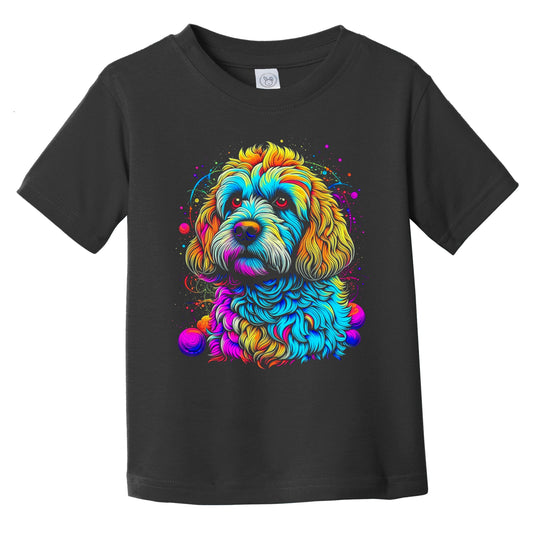 Colorful Bright Cockapoo Vibrant Psychedelic Dog Art Infant Toddler T-Shirt