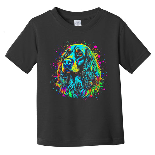 Colorful Bright Cocker Spaniel Vibrant Psychedelic Dog Art Infant Toddler T-Shirt
