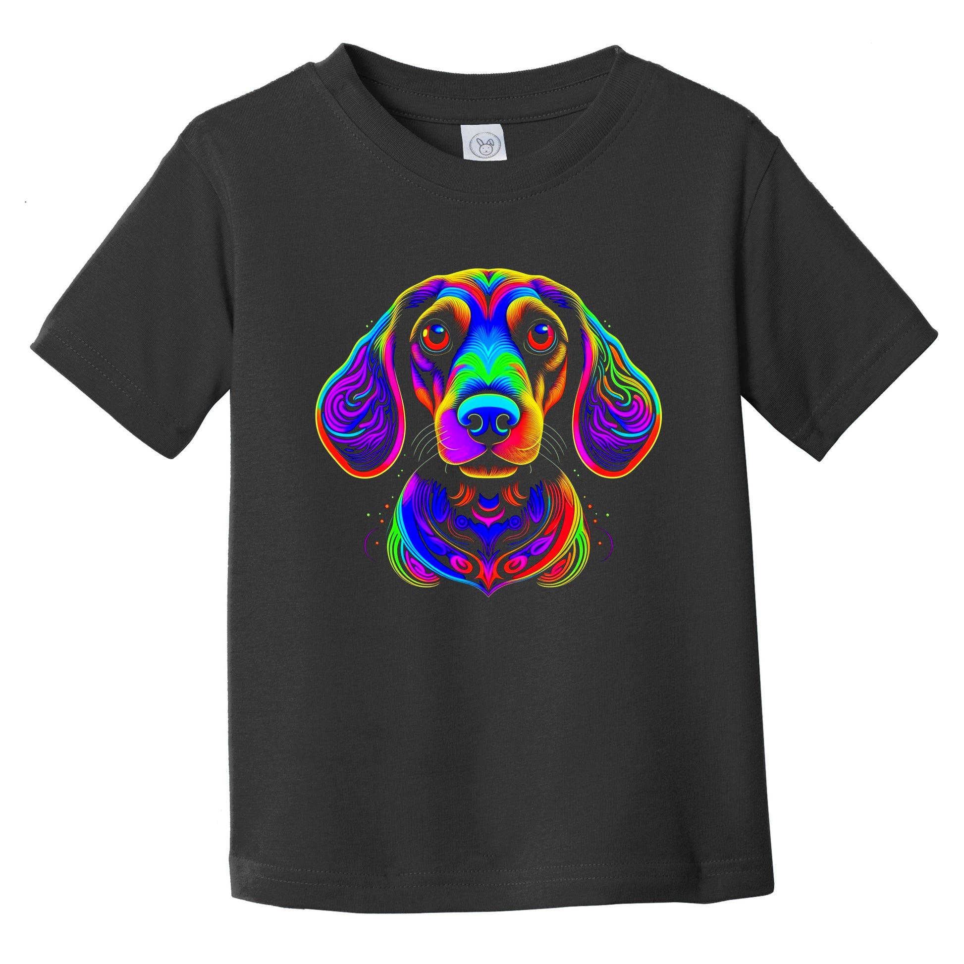 Colorful Bright Dachshund Vibrant Psychedelic Dog Art Infant Toddler T-Shirt