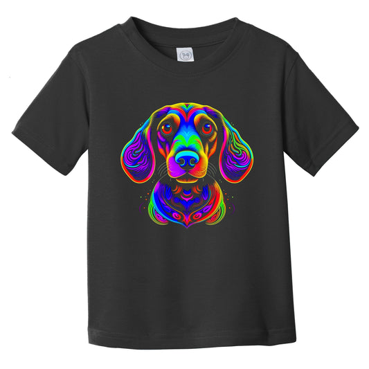 Colorful Bright Dachshund Vibrant Psychedelic Dog Art Infant Toddler T-Shirt