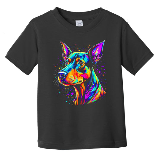 Colorful Bright Doberman Pinscher Vibrant Psychedelic Art Infant Toddler T-Shirt
