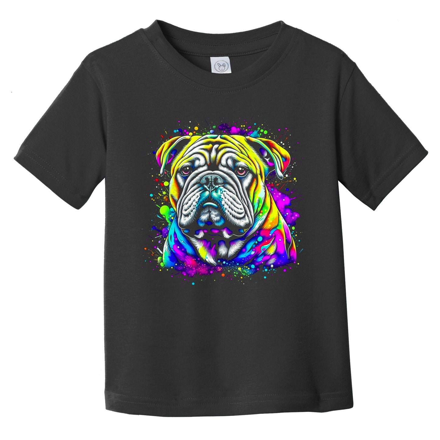 Colorful Bright English Bulldog Vibrant Psychedelic Dog Art Infant Toddler T-Shirt