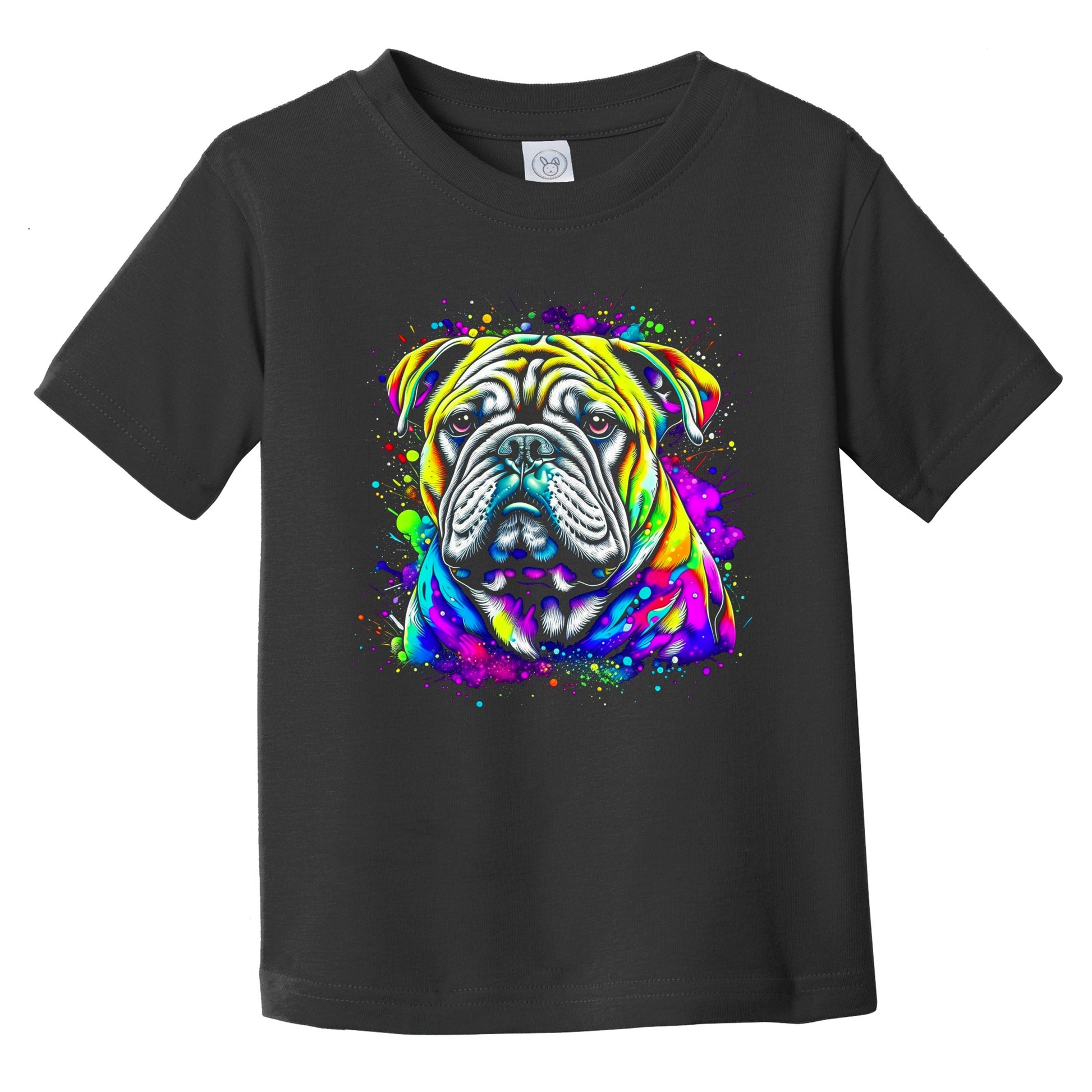 Colorful Bright English Bulldog Vibrant Psychedelic Dog Art Infant Toddler T-Shirt