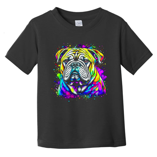 Colorful Bright English Bulldog Vibrant Psychedelic Dog Art Infant Toddler T-Shirt