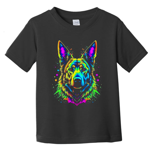 Colorful Bright German Shepherd Vibrant Psychedelic Dog Art Infant Toddler T-Shirt