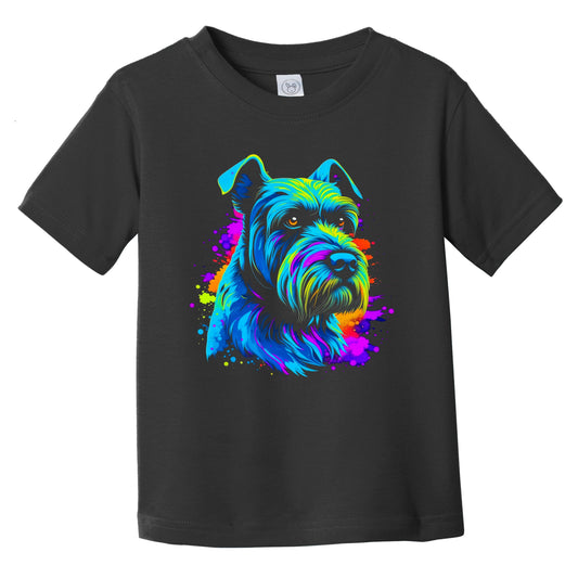 Colorful Bright Giant Schnauzer Vibrant Psychedelic Dog Art Infant Toddler T-Shirt