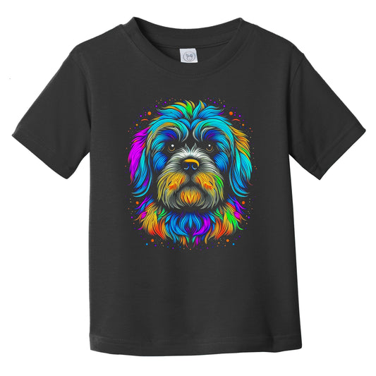 Colorful Bright Havanese Vibrant Psychedelic Dog Art Infant Toddler T-Shirt