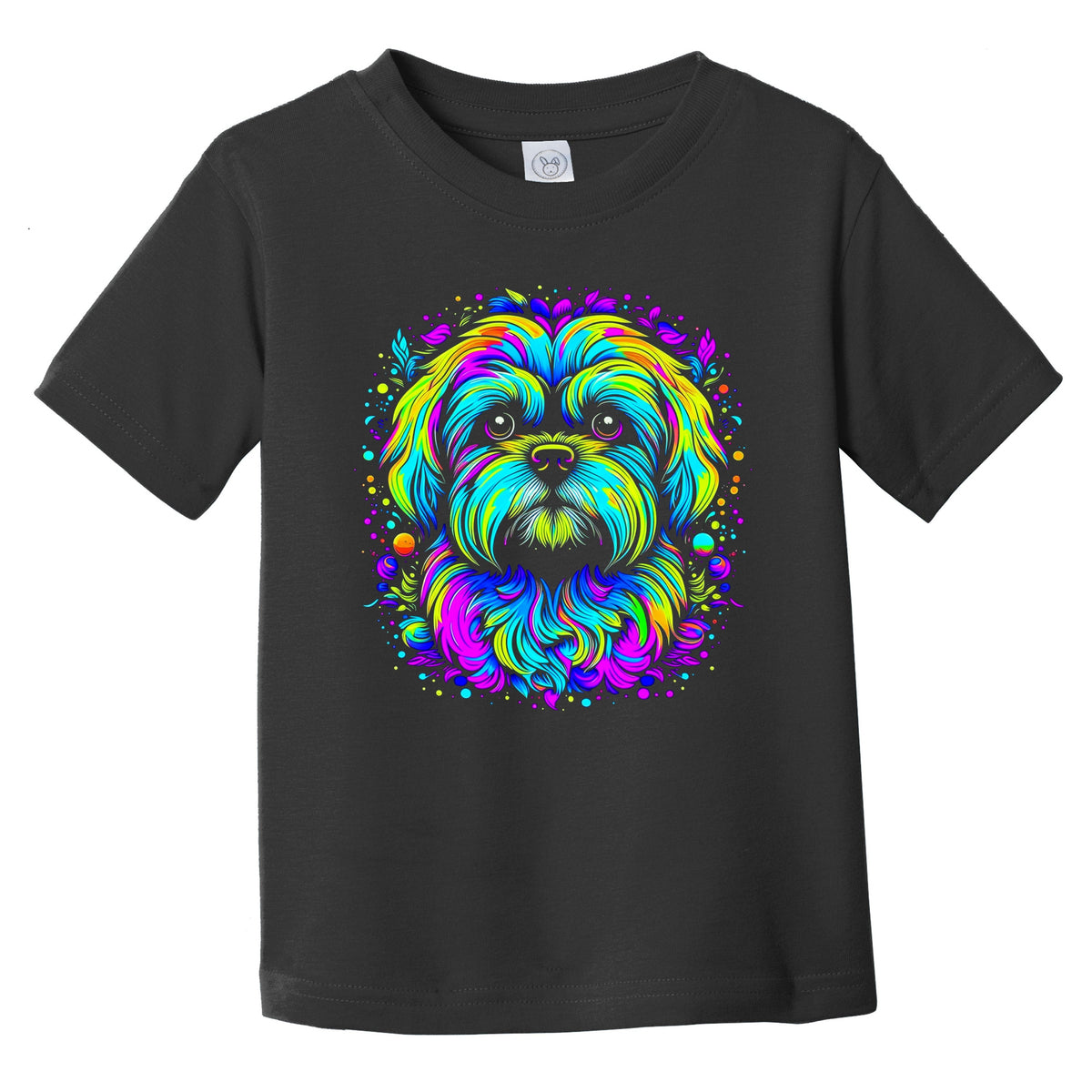 Colorful Bright Maltese Vibrant Psychedelic Dog Art Infant Toddler T-Shirt