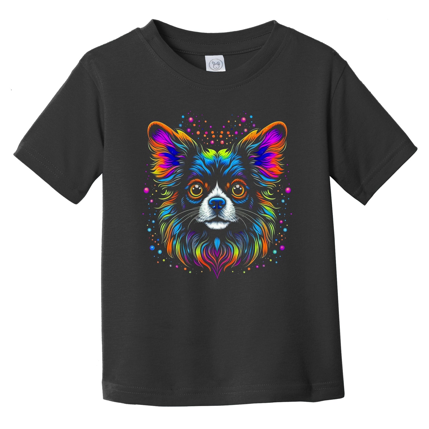 Colorful Bright Papillon Vibrant Psychedelic Dog Art Infant Toddler T-Shirt