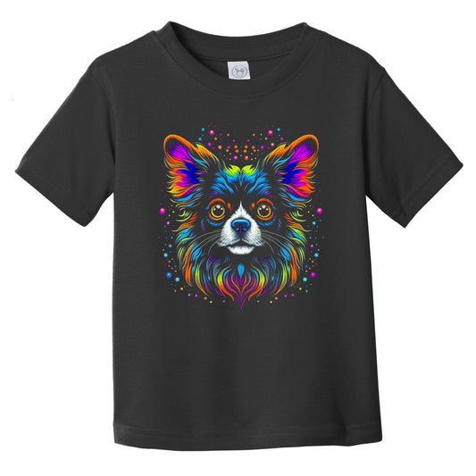 Colorful Bright Papillon Vibrant Psychedelic Dog Art Infant Toddler T-Shirt