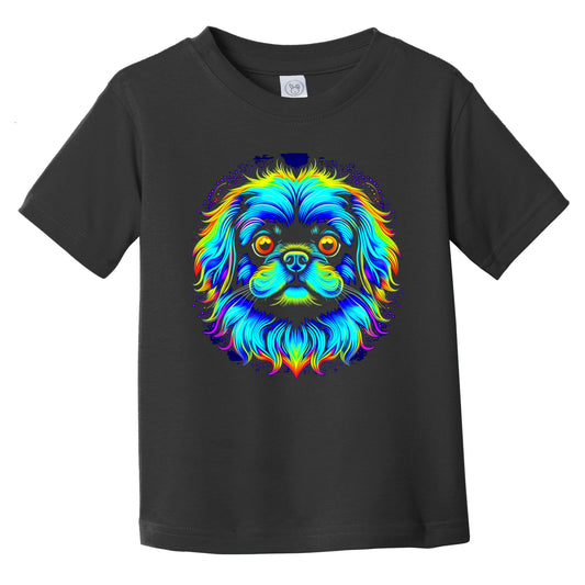 Colorful Bright Pekingese Vibrant Psychedelic Dog Art Infant Toddler T-Shirt