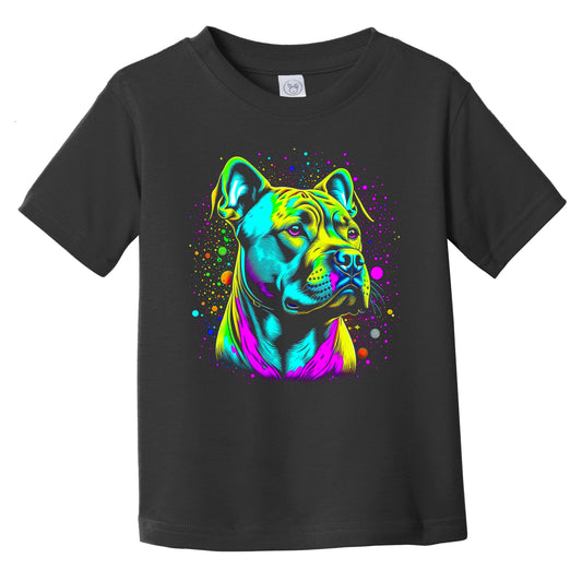 Colorful Bright Pit Bull Terrier Vibrant Psychedelic Dog Art Infant Toddler T-Shirt