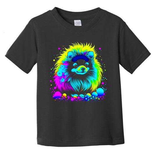 Colorful Bright Pomeranian Vibrant Psychedelic Dog Art Infant Toddler T-Shirt
